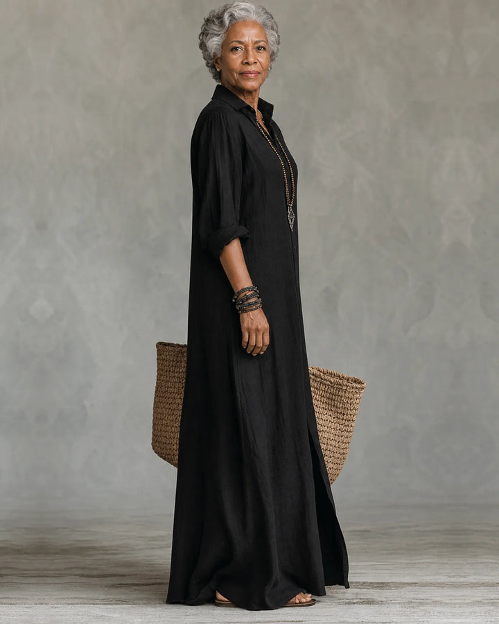 Rhea | Button-Front Shirt Maxi Dress