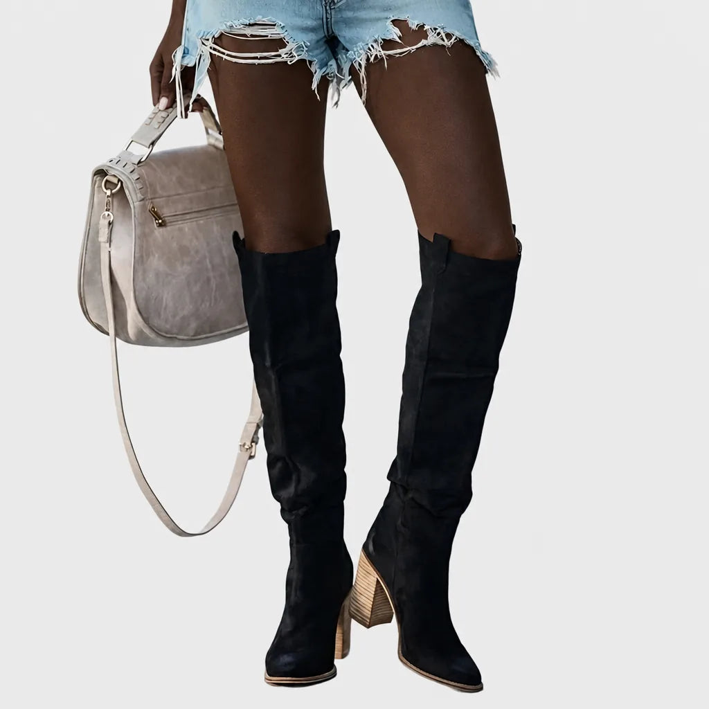 Ndeye | Tall Western Leather Boots