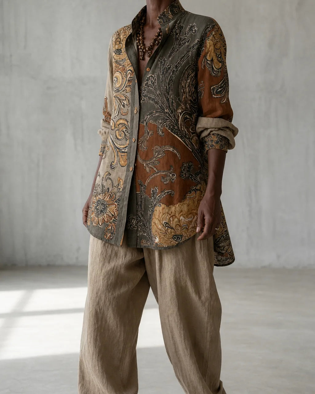 Fleurine | Vintage Embroidered Linen-Look Set