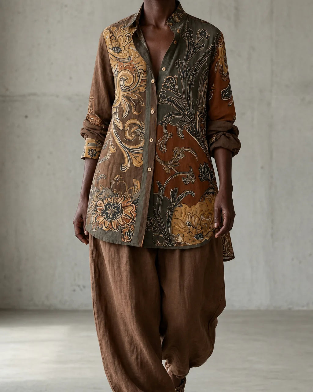 Fleurine | Vintage Embroidered Linen-Look Set