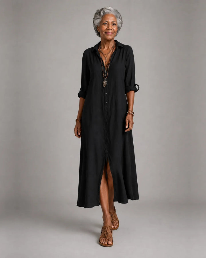 Rhea | Button-Front Shirt Maxi Dress