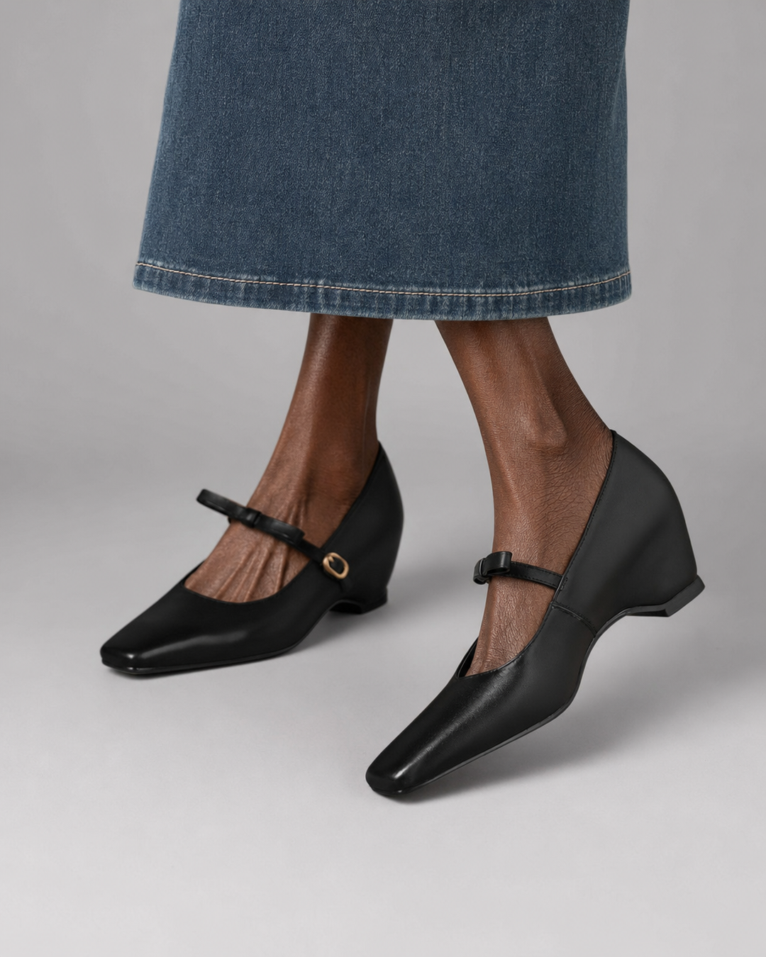 Leola | Bow-Strap Mary Jane Pumps - Black