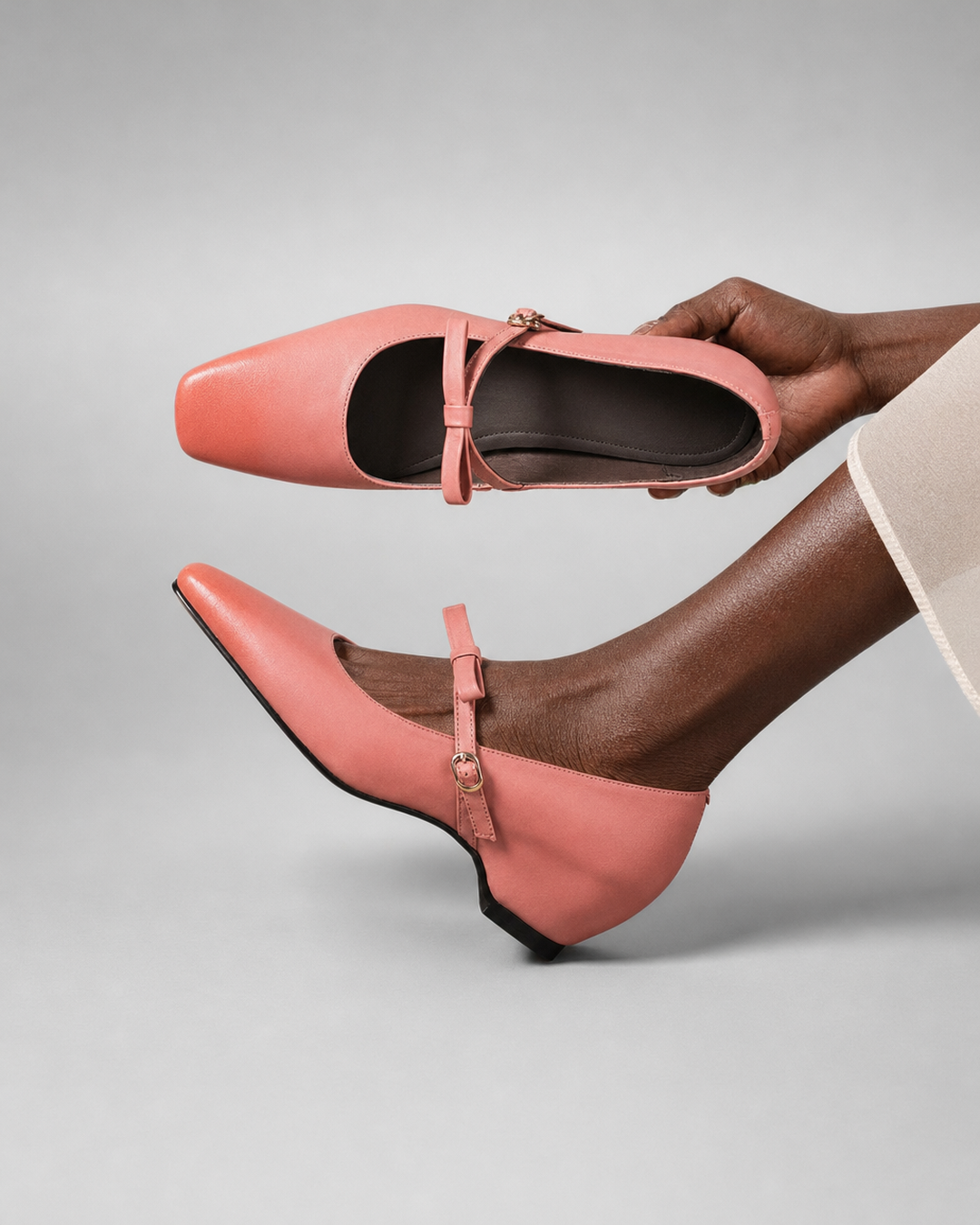 Leola | Bow-Strap Mary Jane Pumps - Pink