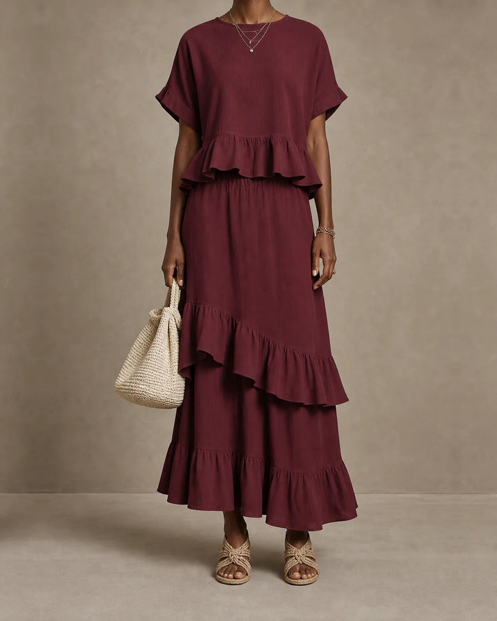 Kaia | Tiered Ruffle Top & Skirt Set