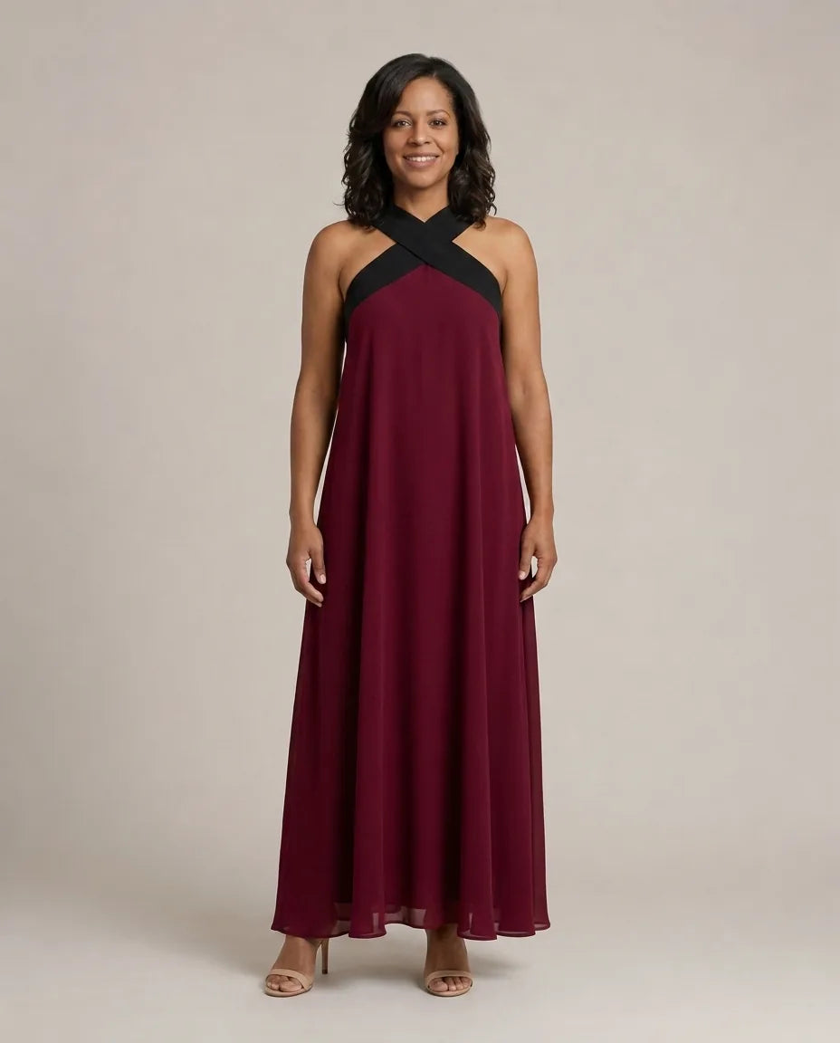Velora | Cross Elegance Maxi Dress