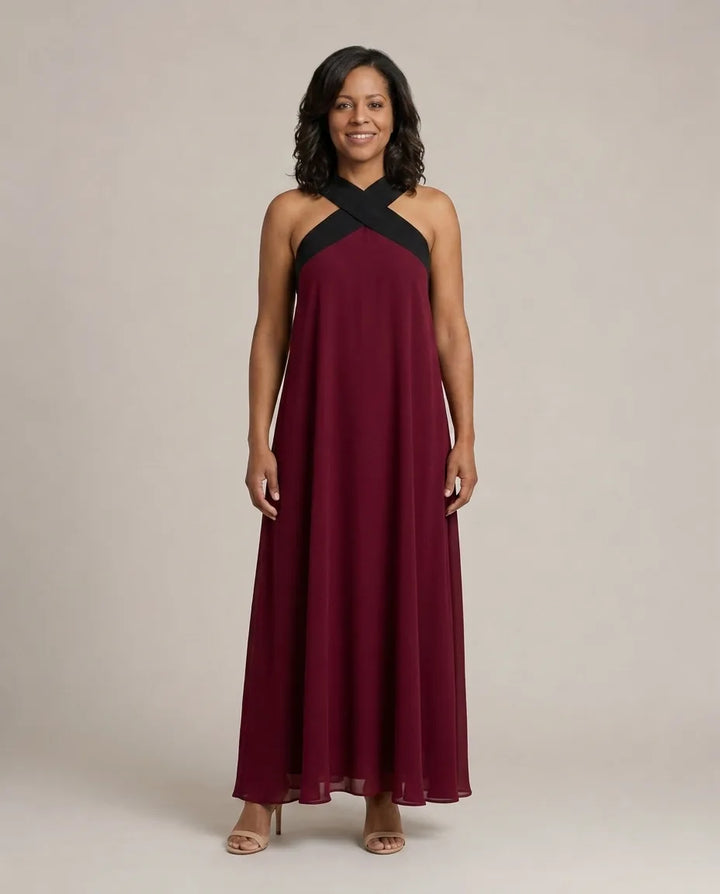 Velora | Cross Elegance Maxi Dress