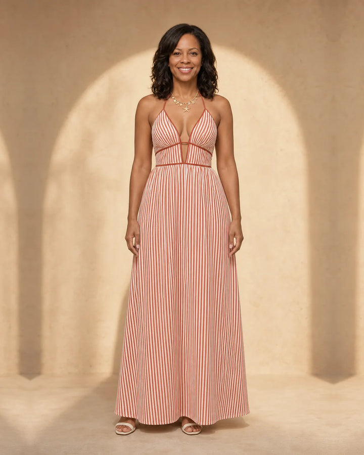 Amina | Cut-Out Halter Maxi Dress