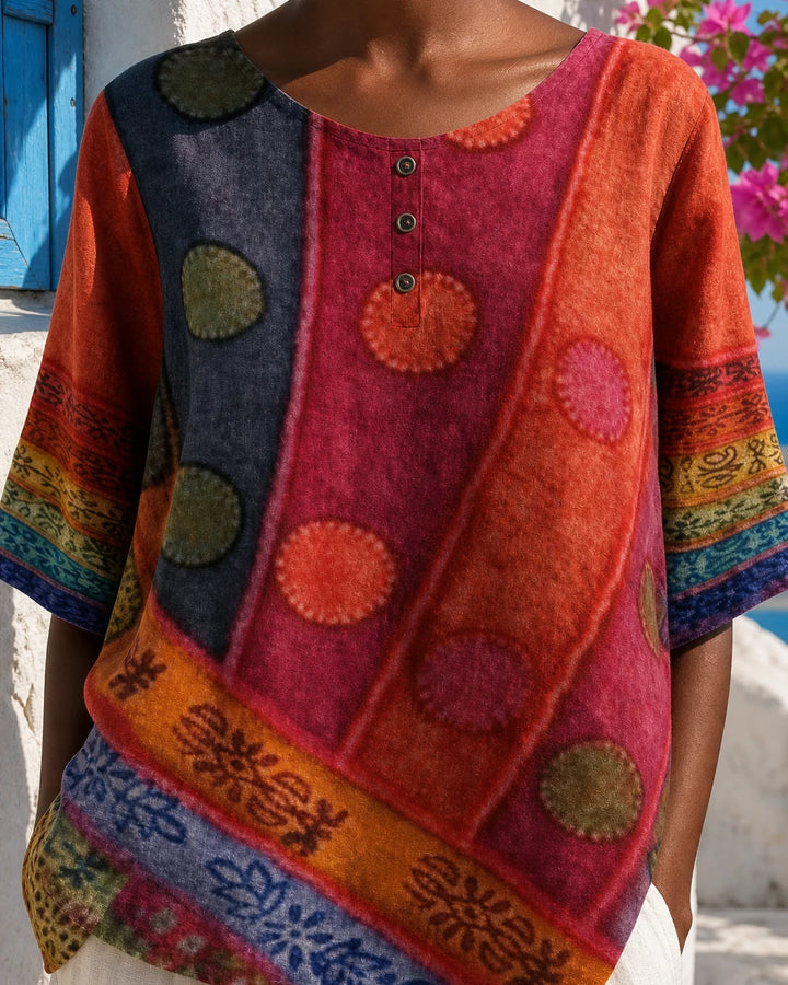 Farah | Artful Round-Neck Top