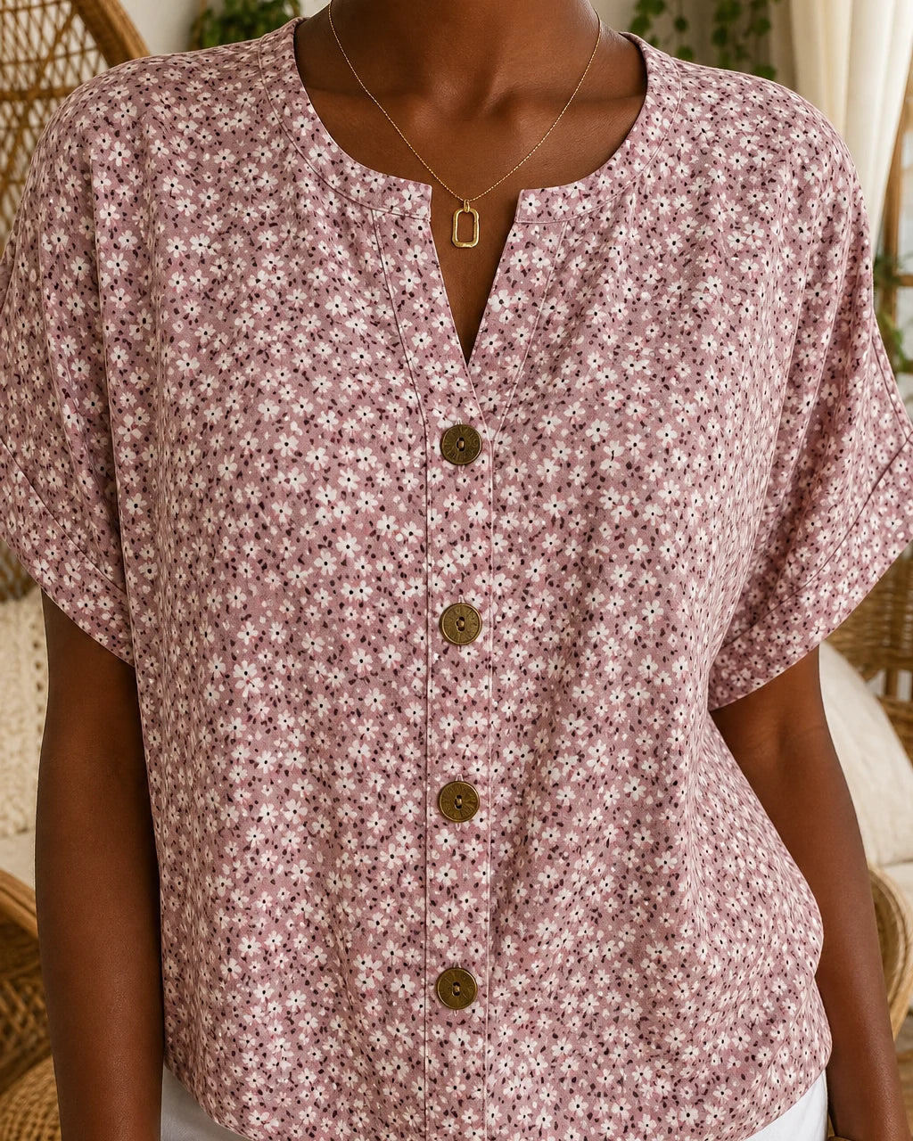 Faye | Ditsy Floral Notch Blouse