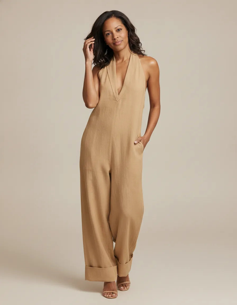 Serena | Plunge V-Neck Wide-Leg Jumpsuit