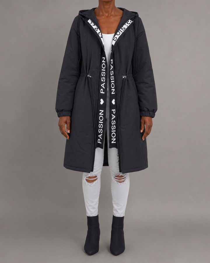 Camila | Hooded Drawstring Midi Parka