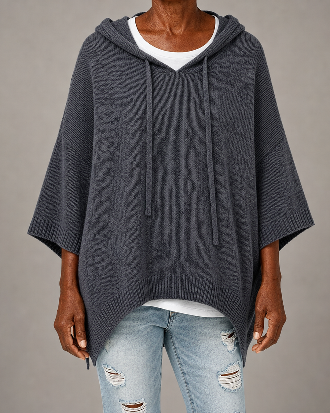 Camille | Charcoal Poncho Sweater
