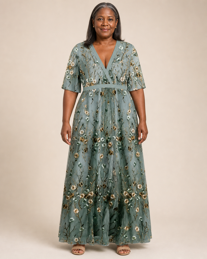 Winnifred | Embroidered Sequin Maxi Dress