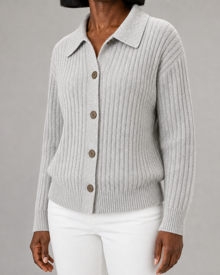 Cardigan met knopen en ribgebreid