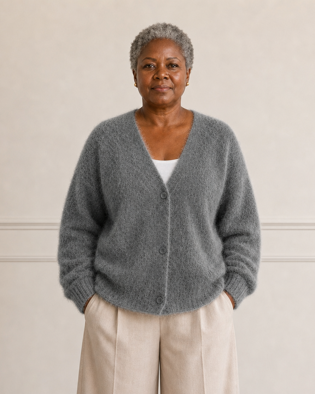 Cardigan met knopen en V-hals