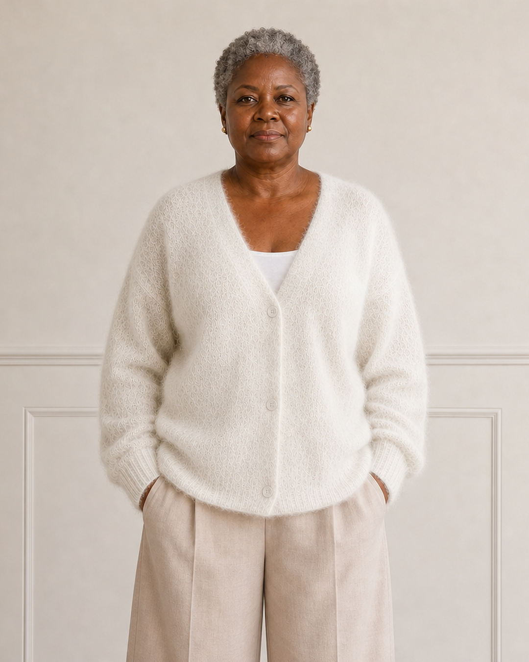 Cardigan met knopen en V-hals