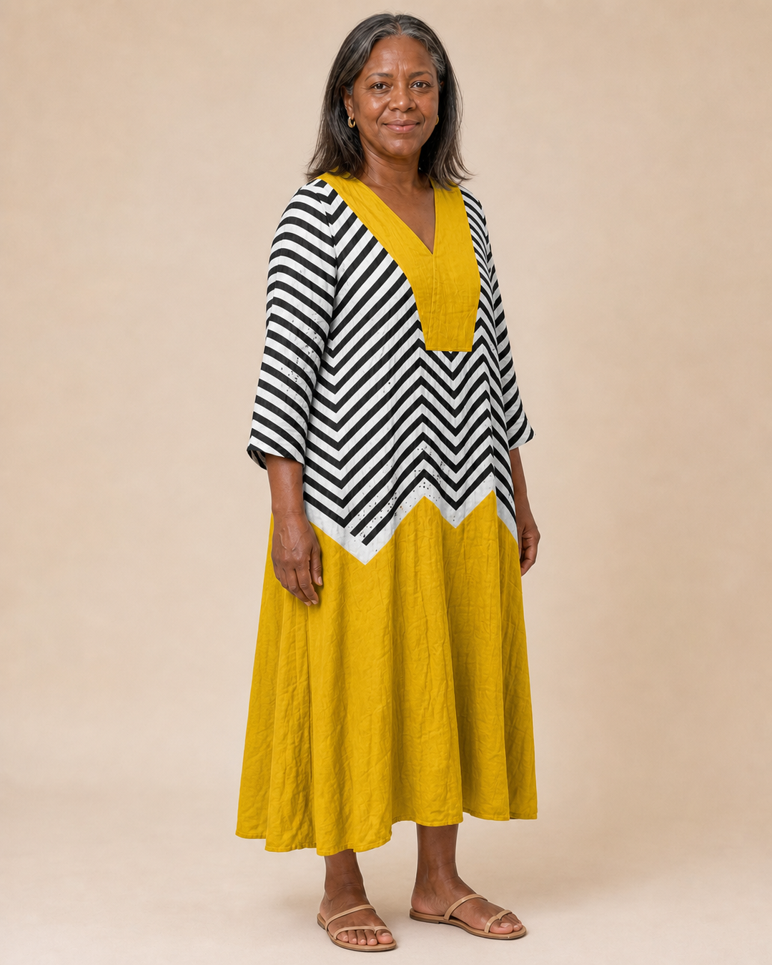 Lucasta | Chevron Print Boho Dress