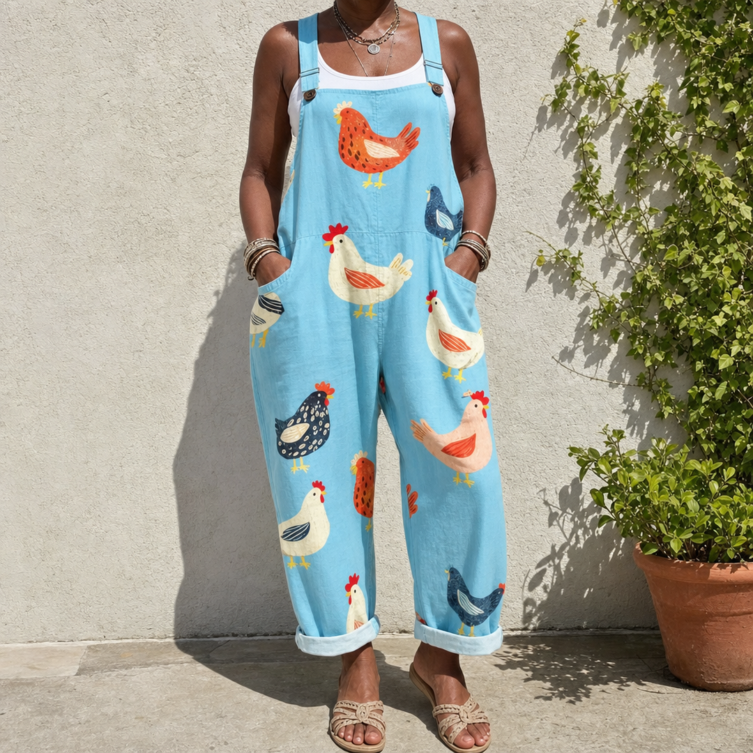 Coumba | Chicken Print Overalls