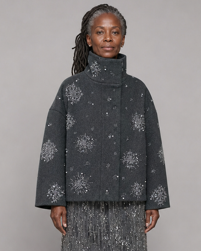 Women | Embroidery Beading Pea Coat