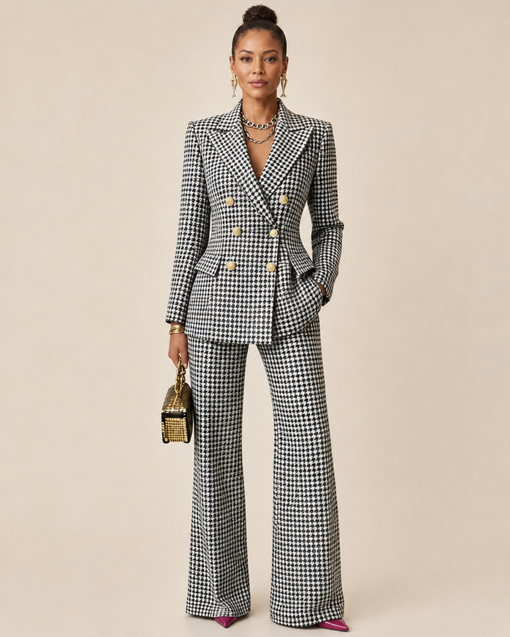 Celyn™ | Elegante Geruite Tweedelige Set