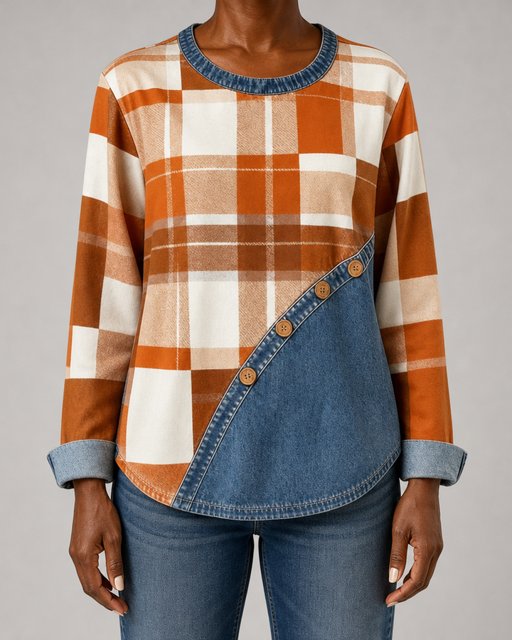 Cherlyn | Patchwork Long-Sleeve Top