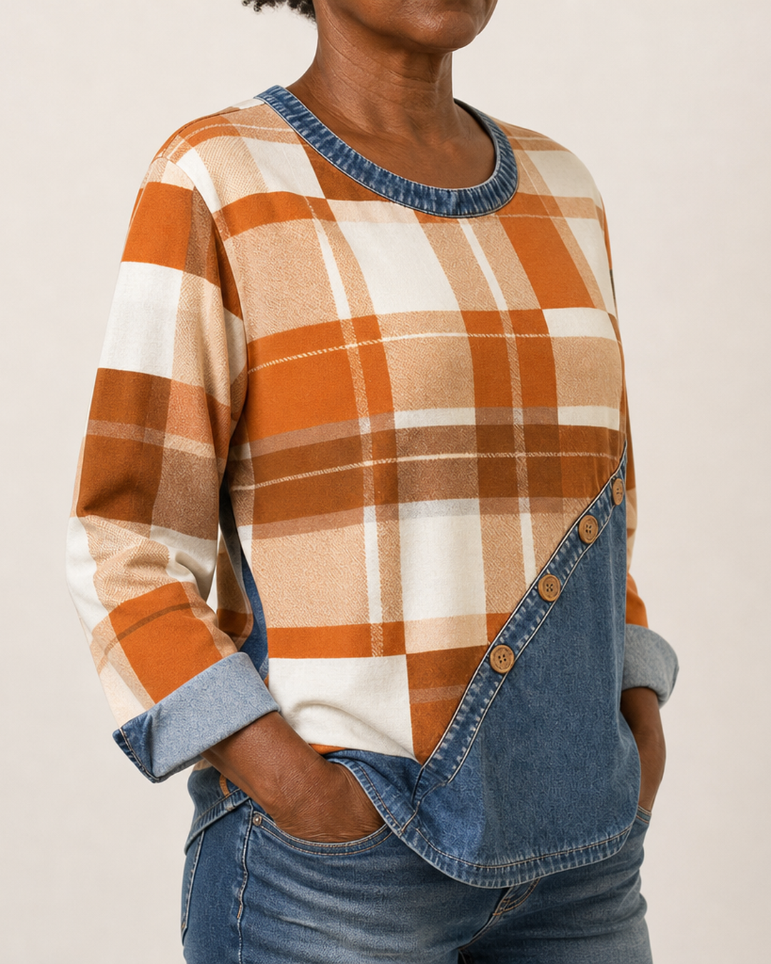 Cherlyn | Patchwork Long-Sleeve Top