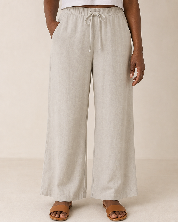 Cherry | Elegant Breathable Drawstring Pants — Beige