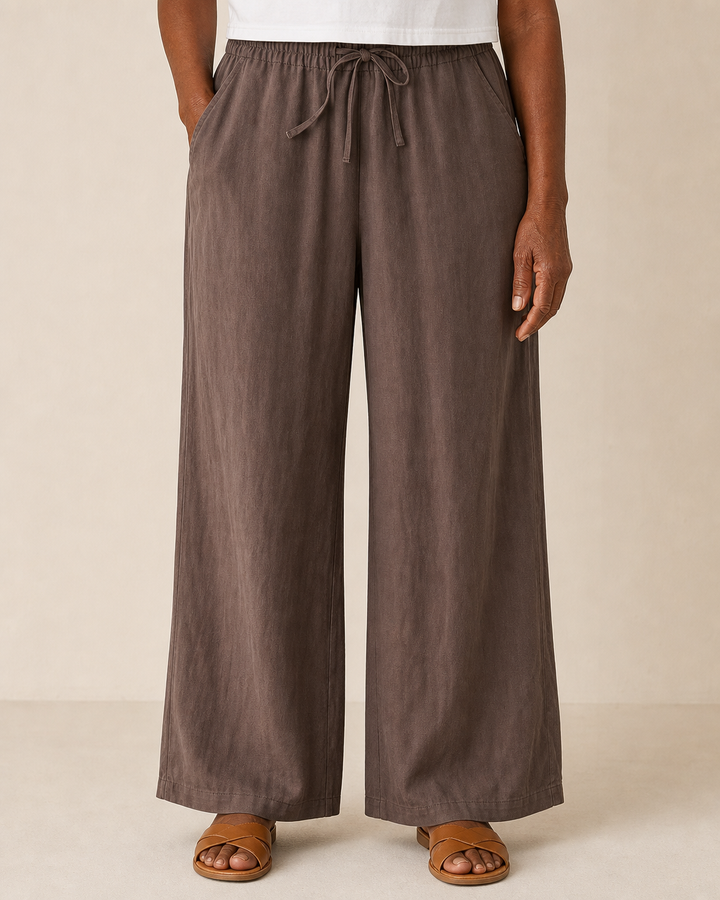 Cherry | Elegant Breathable Drawstring Pants — Brown