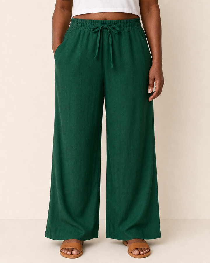 Cherry | Elegant Breathable Drawstring Pants — Green