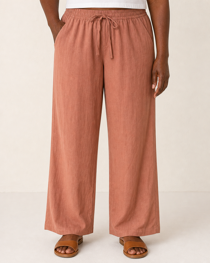 Cherry | Elegant Breathable Drawstring Pants — Salmon