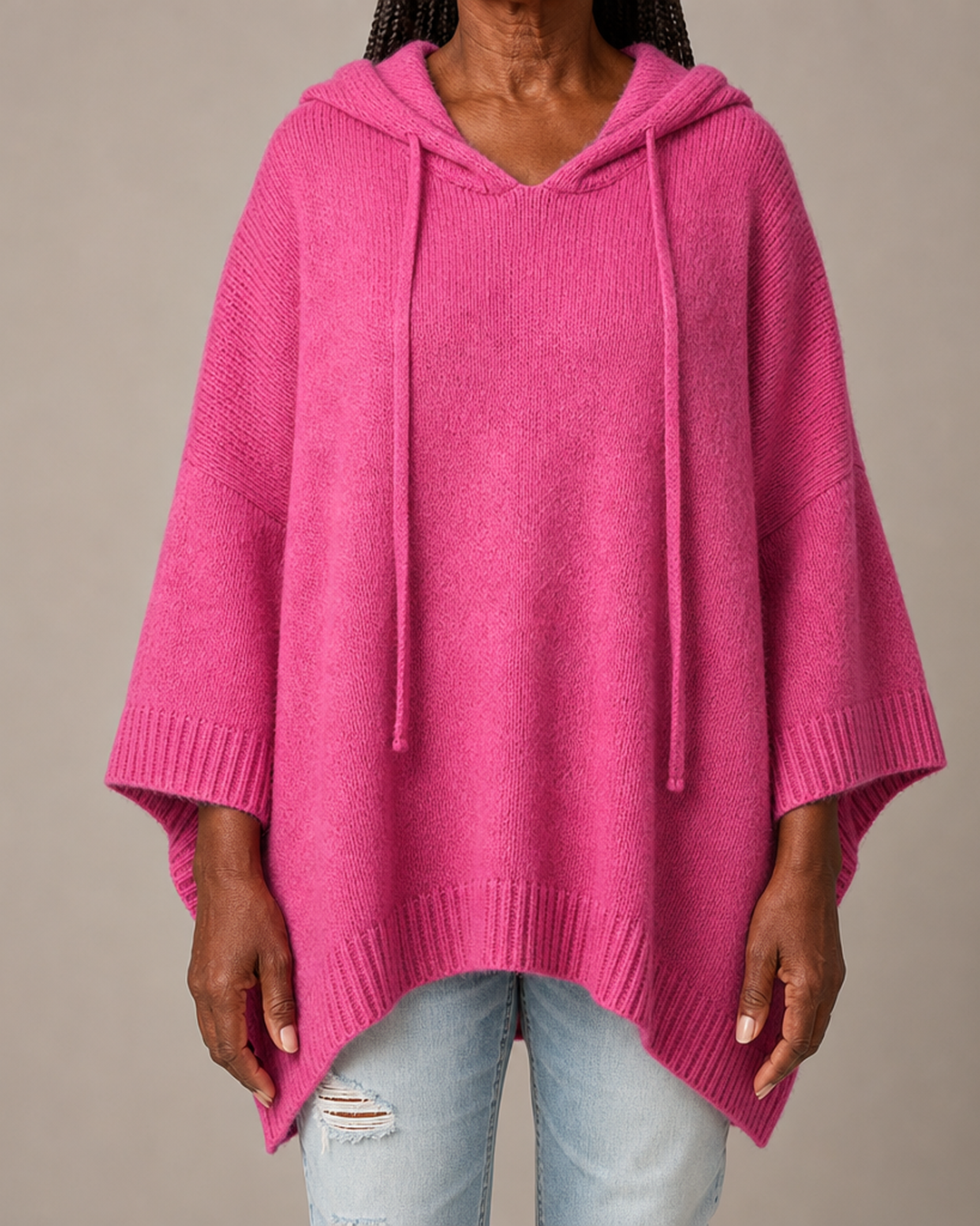 Chloe | Pink Poncho Sweater