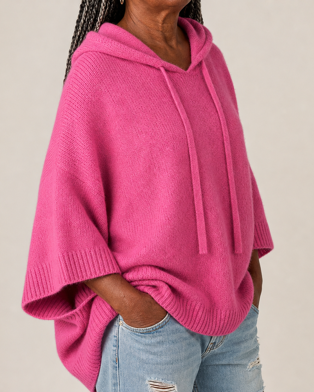 Chloe – Pink Poncho Sweater