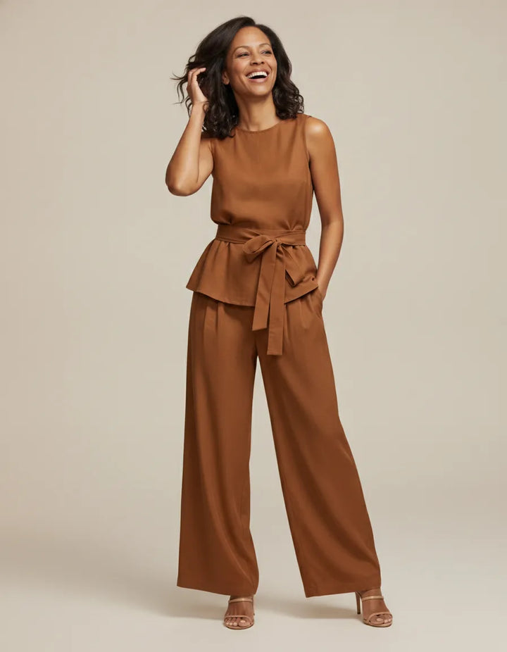 Camila | Tie-Waist Peplum Two-Piece Set
