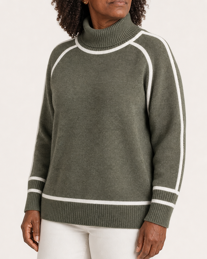 Christine | Luxurious Olive Green Knit Sweater
