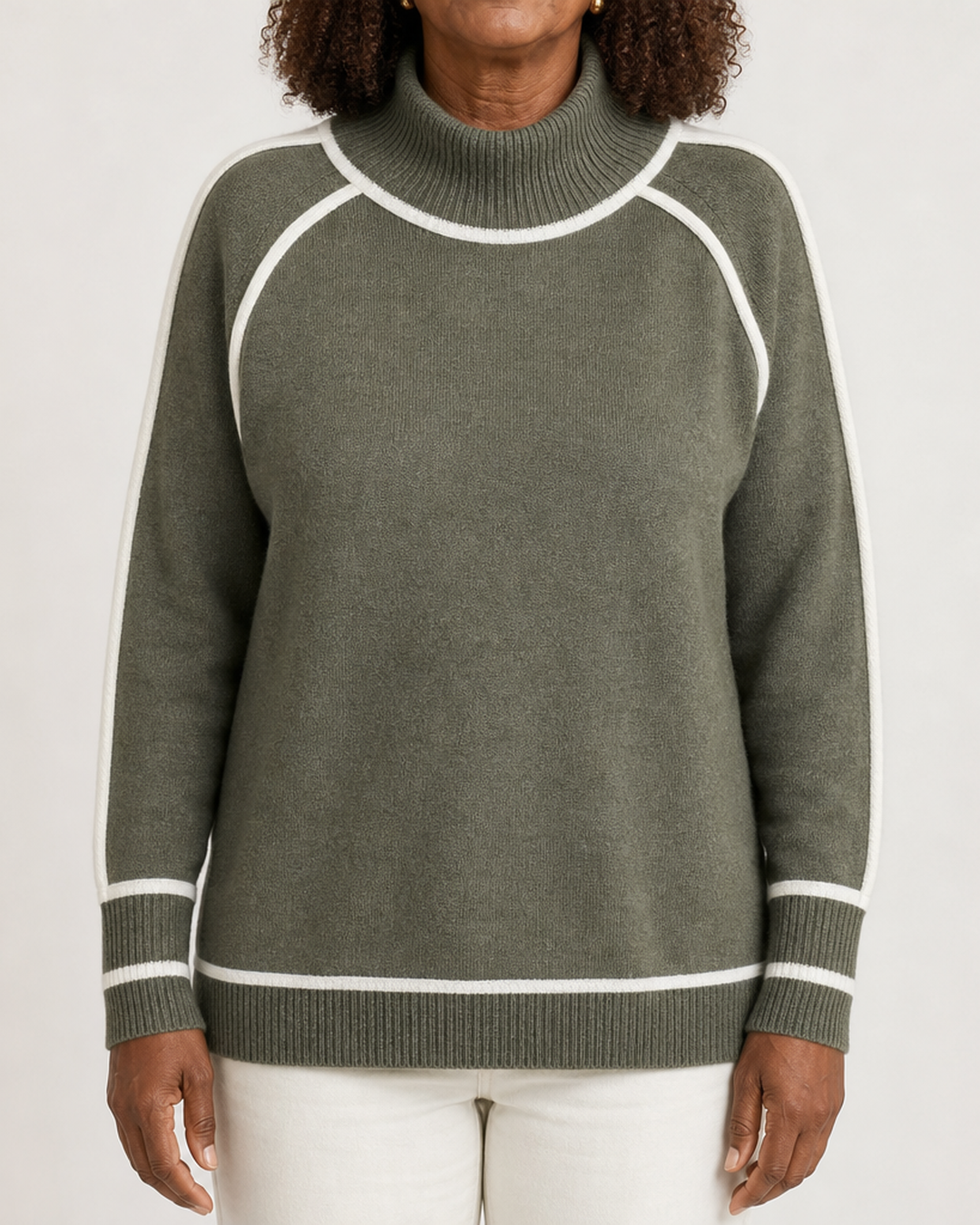 Christine | Luxurious Olive Green Knit Sweater