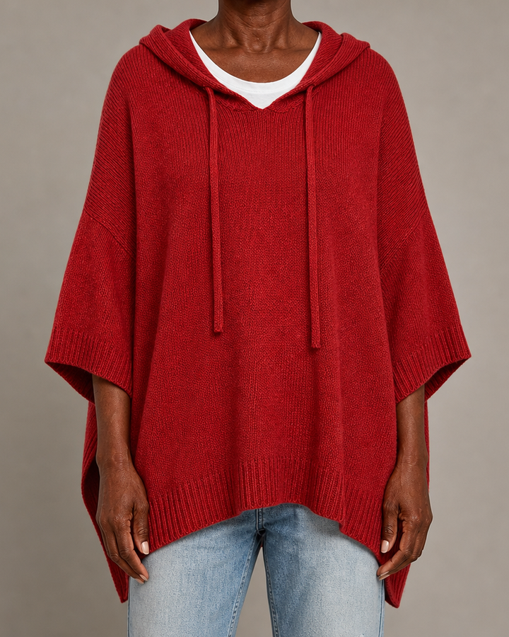 Claire | Red Poncho Sweater
