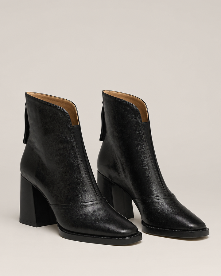 Claudia | Luxe Mid-Heel Leather Ankle Boots
