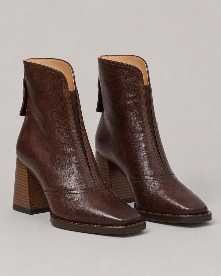 Claudia | Luxe Mid-Heel Leather Ankle Boots