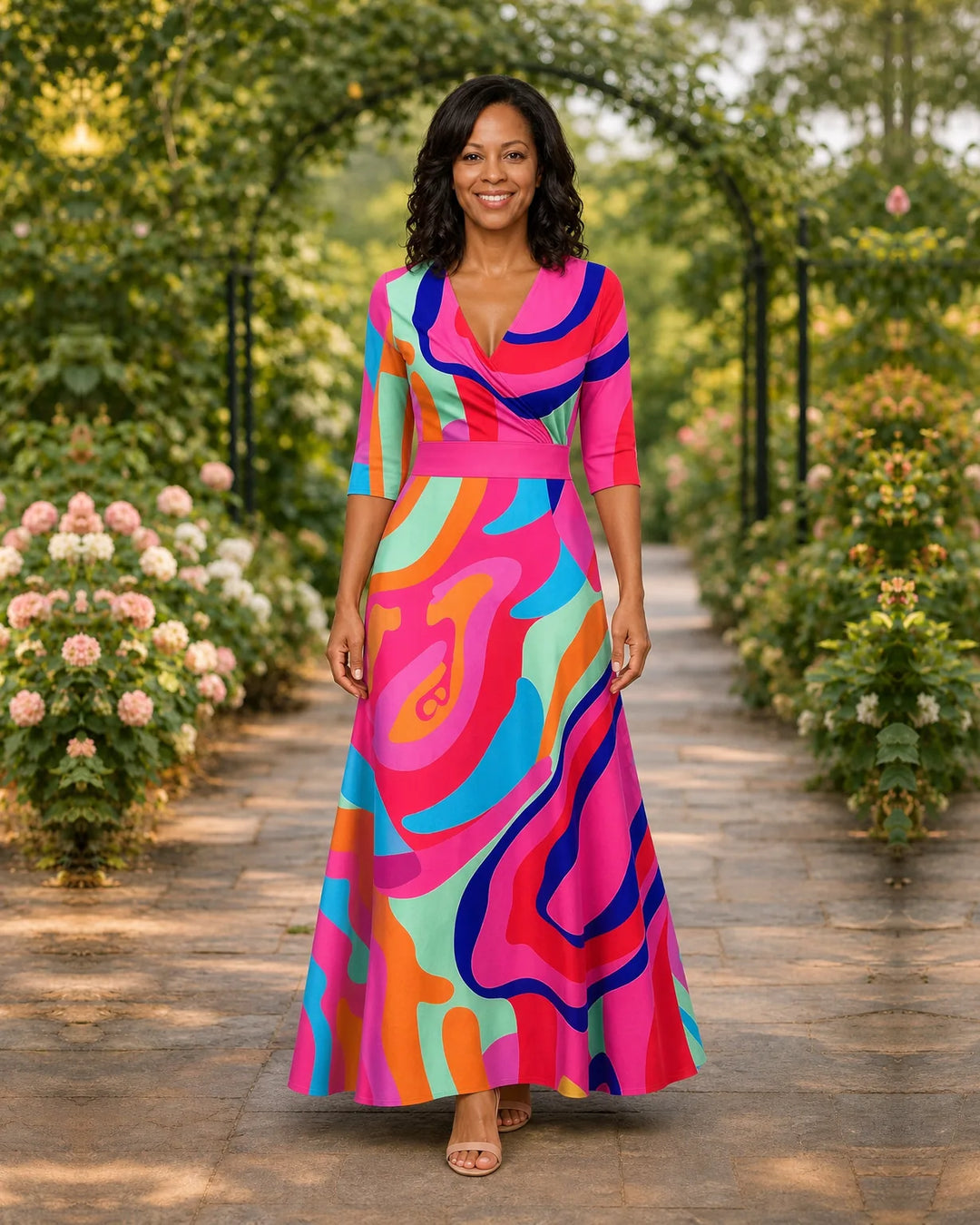 Lillian | Wrap-Style Flowing Maxi Dress