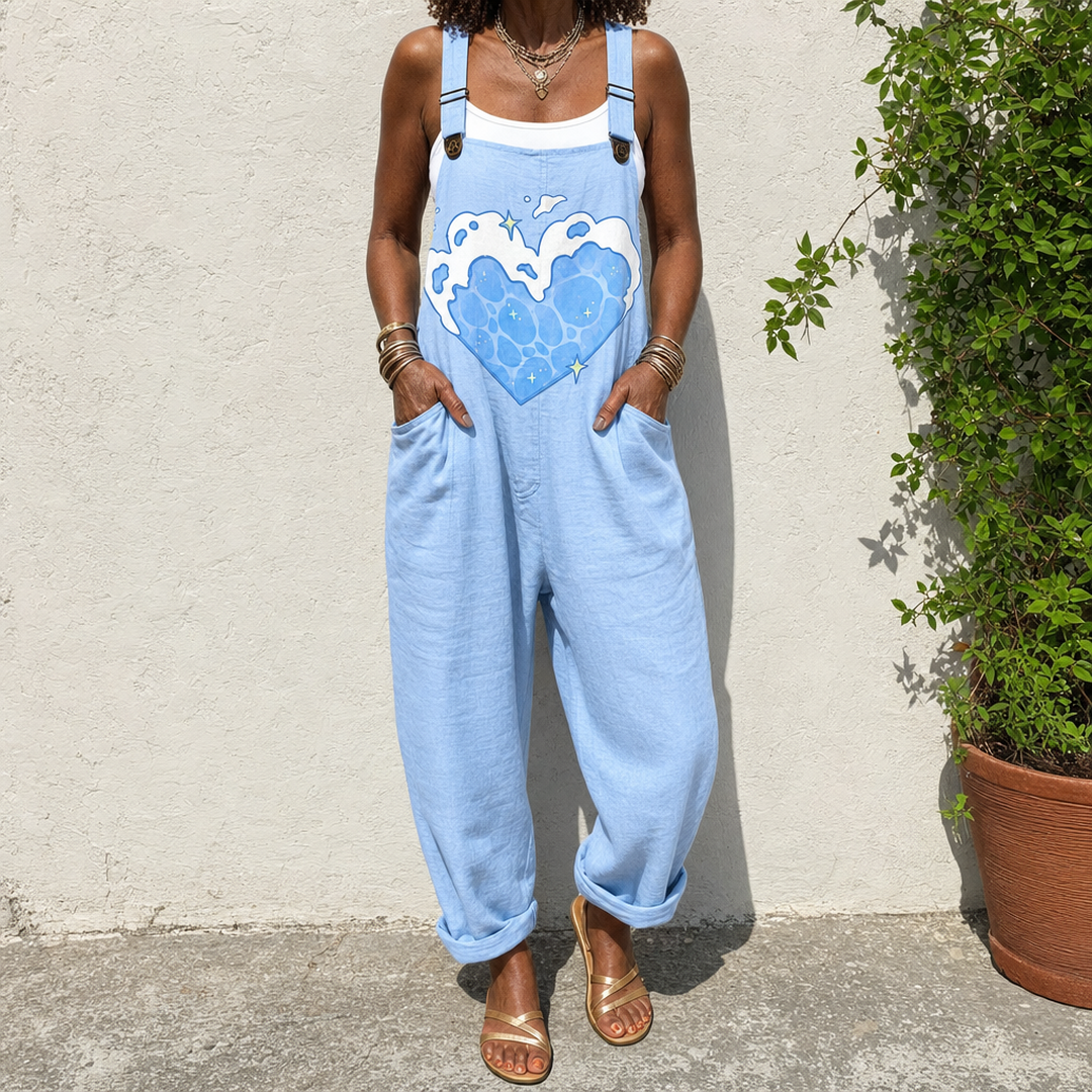 Chinwe | Blue Heart Wave Overalls