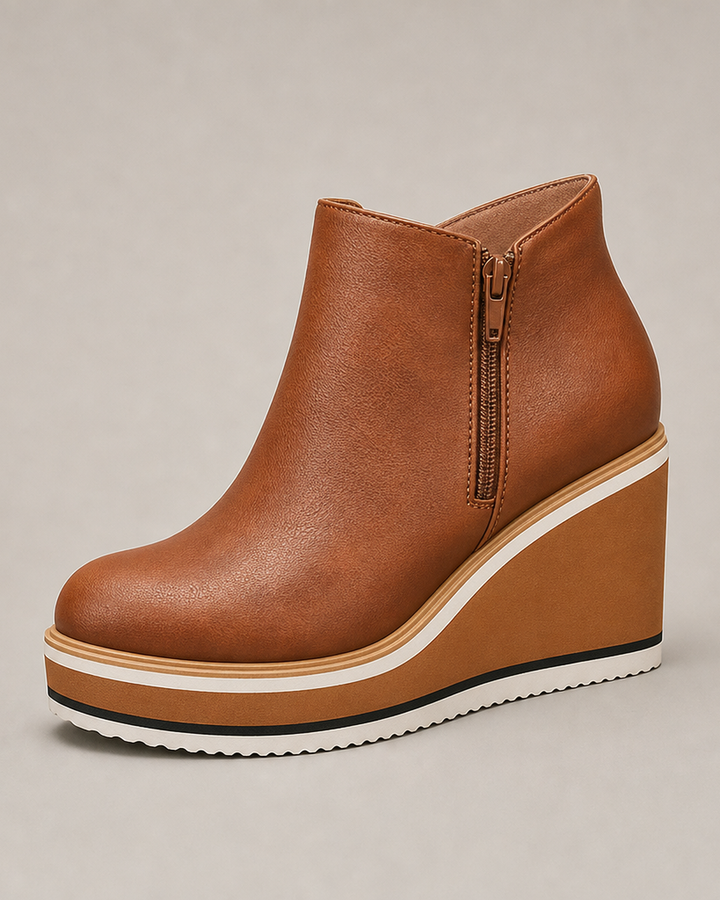 Constance | Wedge Ankle Boots With Side Zip