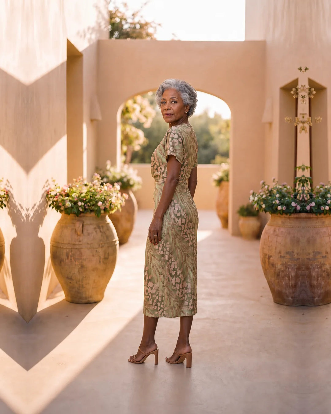 Marisol | Belted Print Midi Dress