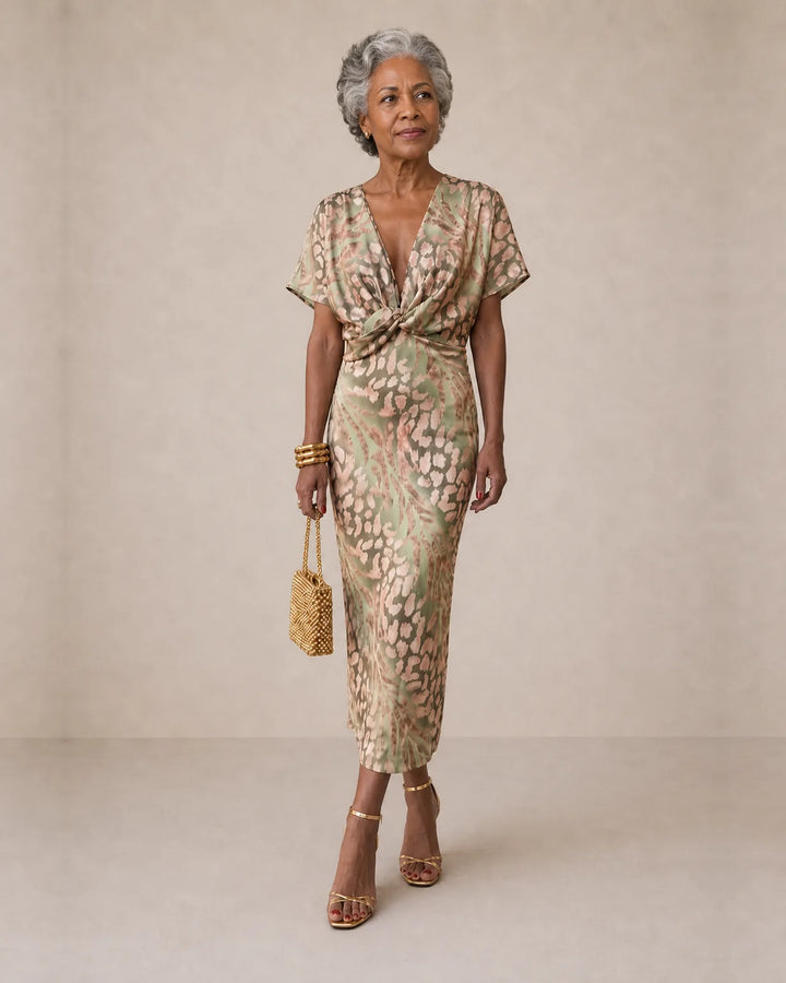 Marisol | Belted Print Midi Dress