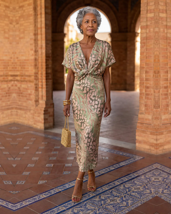 Marisol | Belted Print Midi Dress