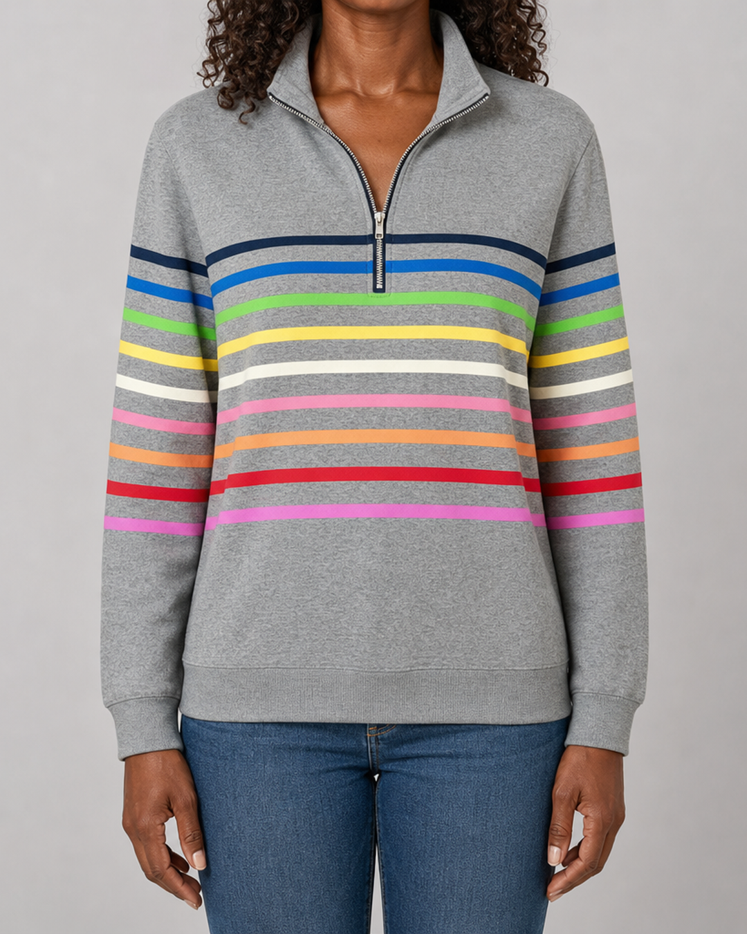 Coretta | Striped Quarter-Zip Sweatshirt