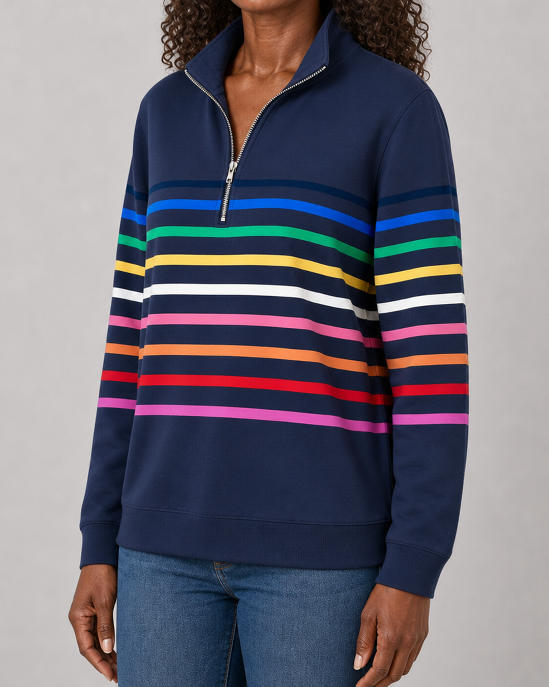 Coretta | Striped Quarter-Zip Sweatshirt