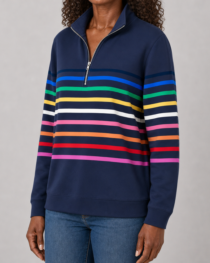 Coretta | Striped Quarter-Zip Sweatshirt
