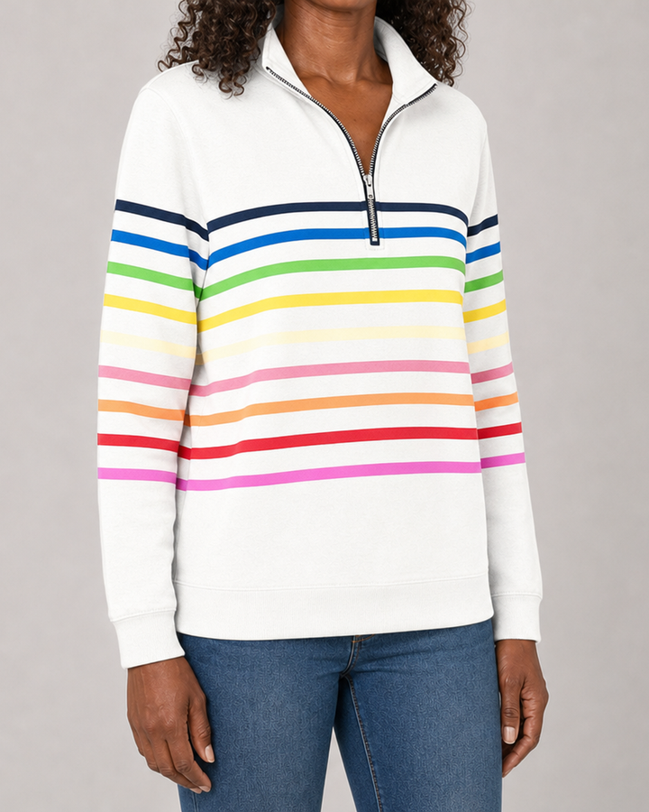 Coretta | Striped Quarter-Zip Sweatshirt