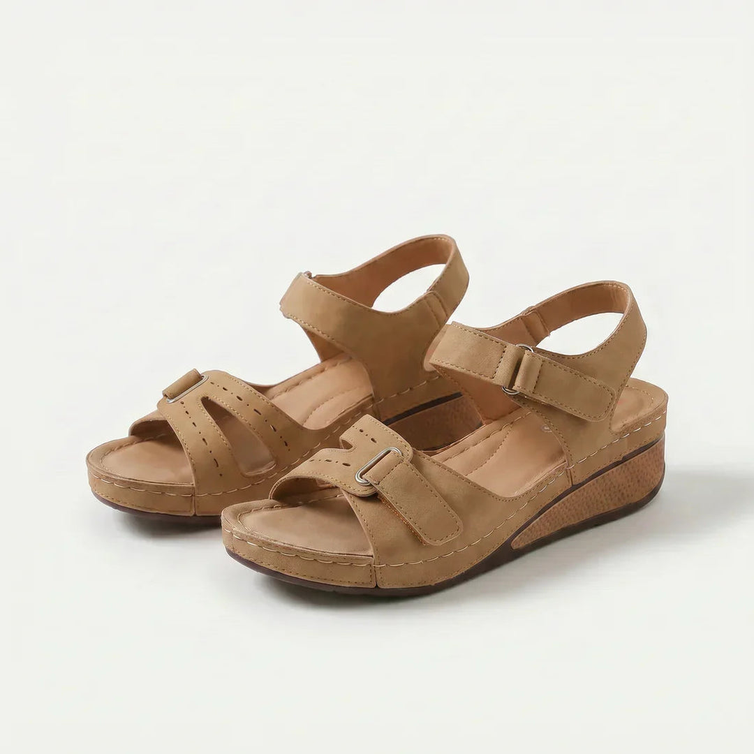 Coralie | Cushioned Comfort Wedge Sandals — Brown