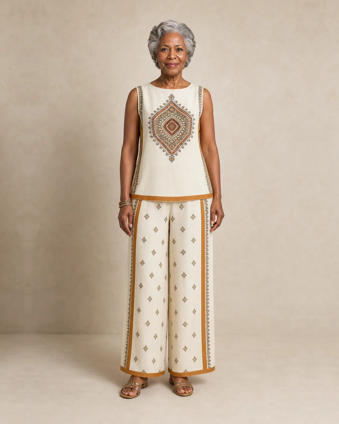 Sierra | Sleeveless Print Top & Wide-Leg Set